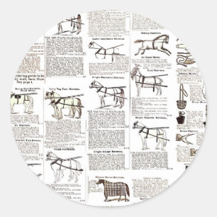 Horse Antique Repress Newspaper Art Runt Klistermärke
