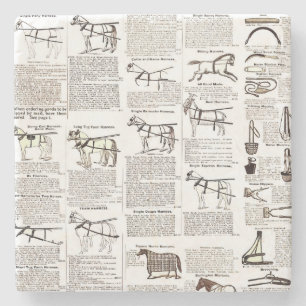 Horse Antique Repress Newspaper Art Stenunderlägg