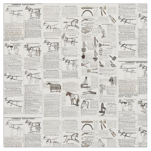Horse Antique Repress Newspaper Art Tyg