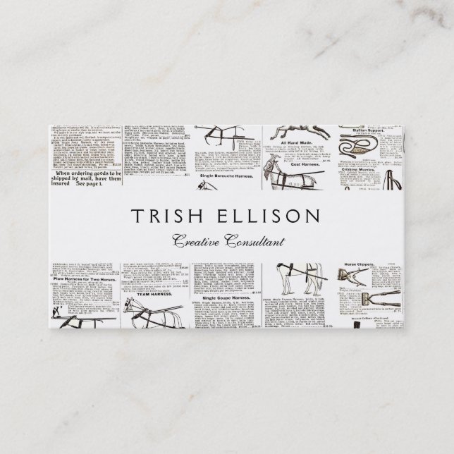 Horse Antique Repress Newspaper Art Visitkort (Framsida)