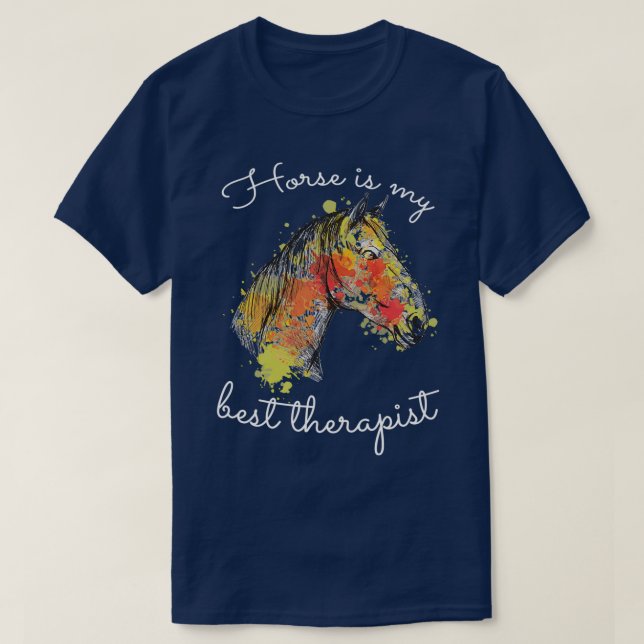 Horse är min bästa terapeut ShortSleeve Unisex Hor T Shirt (Design framsida)