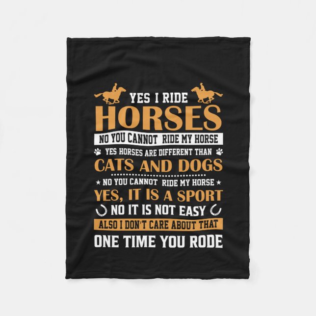 Horse Art Yes I Ride Horses Fleecefilt (Framsidan)