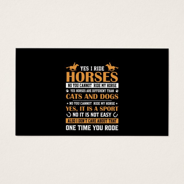Horse Art Yes I Ride Horses Visitkort (Framsidan)