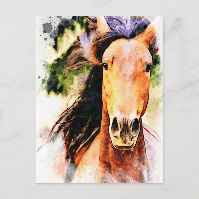 *~* Horse Artistic Equine AR22 Artsy Print Soft Vykort (Framsida)