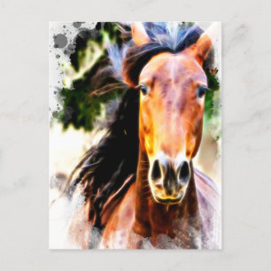 *~* Horse Artistic Equine AR22 Artsy Print Vykort
