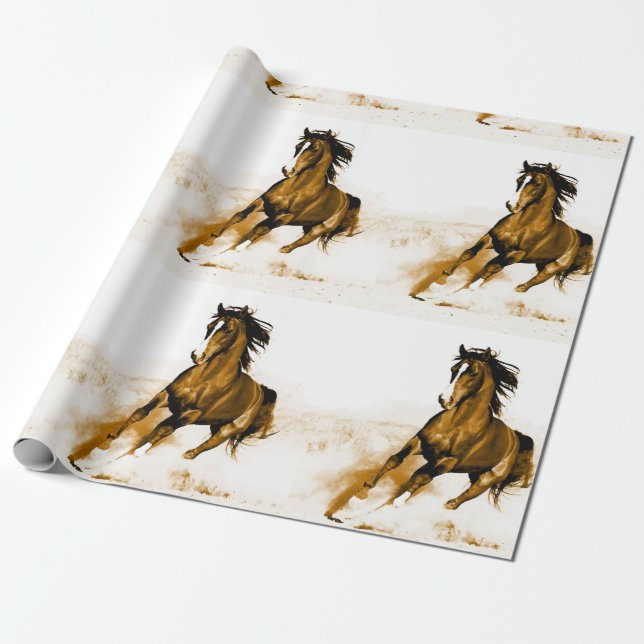 Horse Artwork Presentpapper (Utrullad)