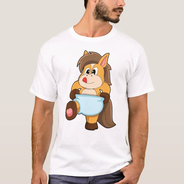 Horse as Baby with Diaper T Shirt (Framsida)