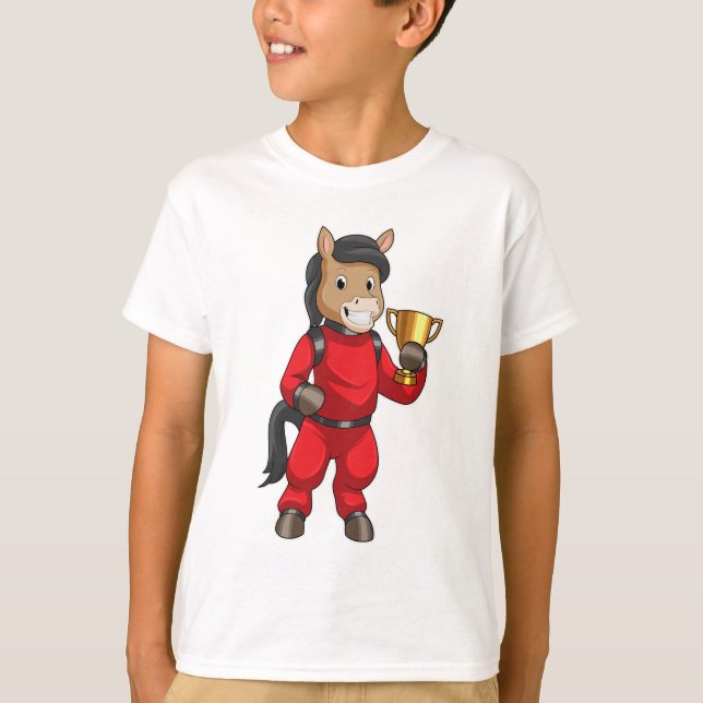 Horse as Champion med Trophy T Shirt (Framsida)