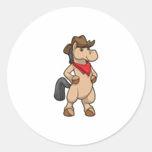 Horse as Cowboy Runt Klistermärke