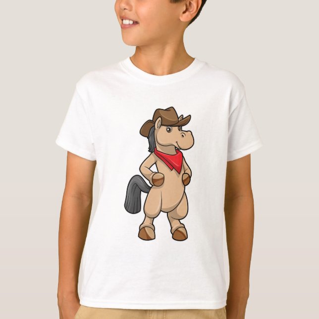 Horse as Cowboy T Shirt (Framsida)
