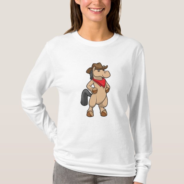 Horse as Cowboy T Shirt (Framsida)