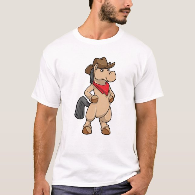Horse as Cowboy T Shirt (Framsida)
