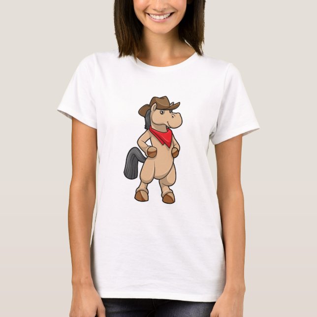 Horse as Cowboy T Shirt (Framsida)