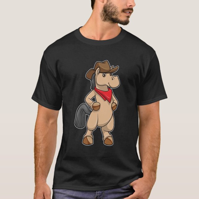 Horse as Cowboy T Shirt (Framsida)