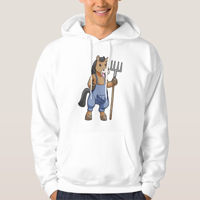 Horse as Farmer med Rake Hoodie (Framsida)