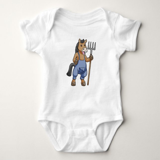 Horse as Farmer med Rake T Shirt (Framsida)