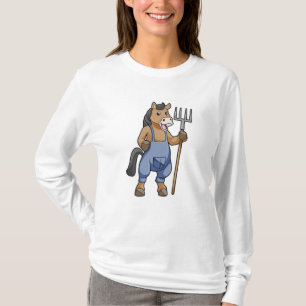 Horse as Farmer med Rake T Shirt