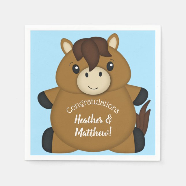 Horse Baby Shower Blue Boy Pappersservett (Framsidan)