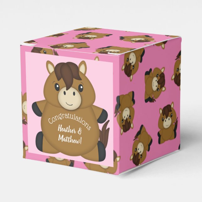 Horse Baby Shower Rosa Girl Girl Presentaskar (Framsidan Sidan)