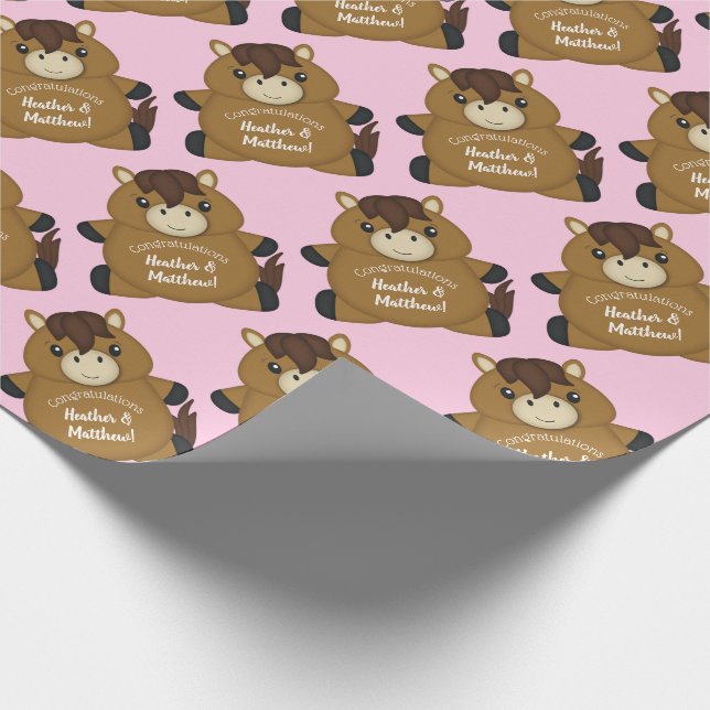 Horse Baby Shower Rosa Girl Girl Presentpapper (Hörn)