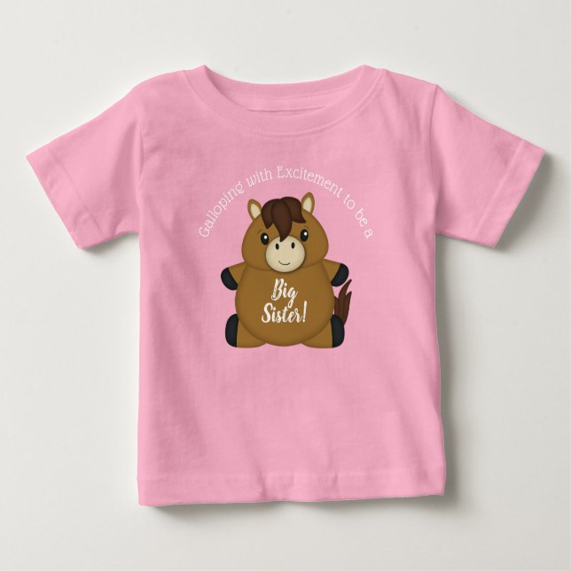 Horse Baby Shower Rosa Girl Girl T Shirt (Framsida)