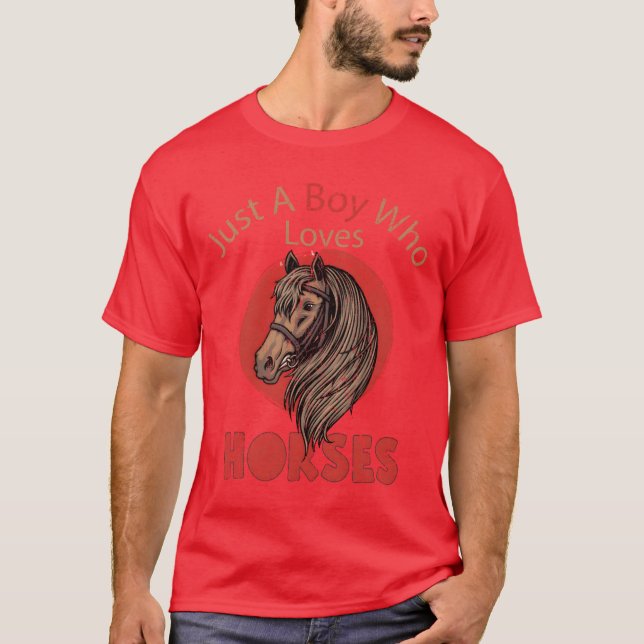 Horse bara en pojke som Kärlek Horses retro T Shirt (Framsida)