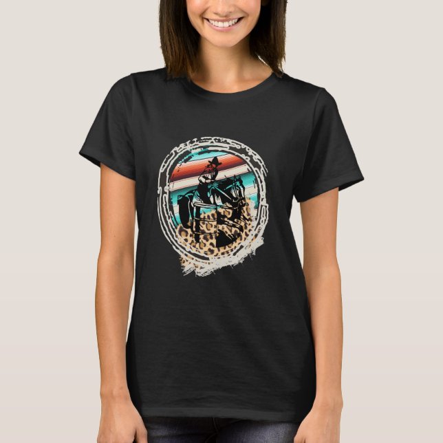 Horse Barrel Racing Serape Leopard T Shirt (Framsida)