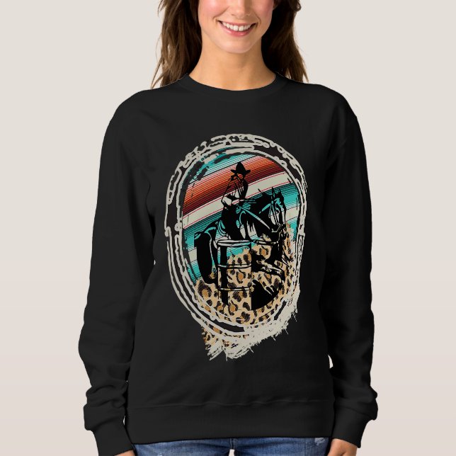 Horse Barrel Racing  Serape Leopard T Shirt (Framsida)