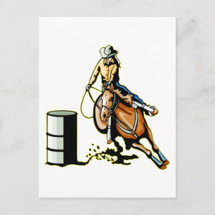 Horse Barrel Tävla Vykort