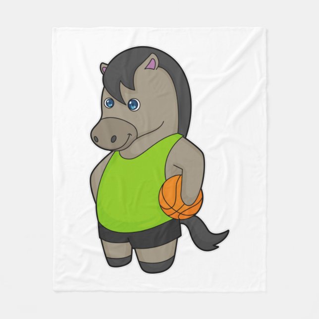 Horse Basketball Player Basketball Fleecefilt (Framsidan)