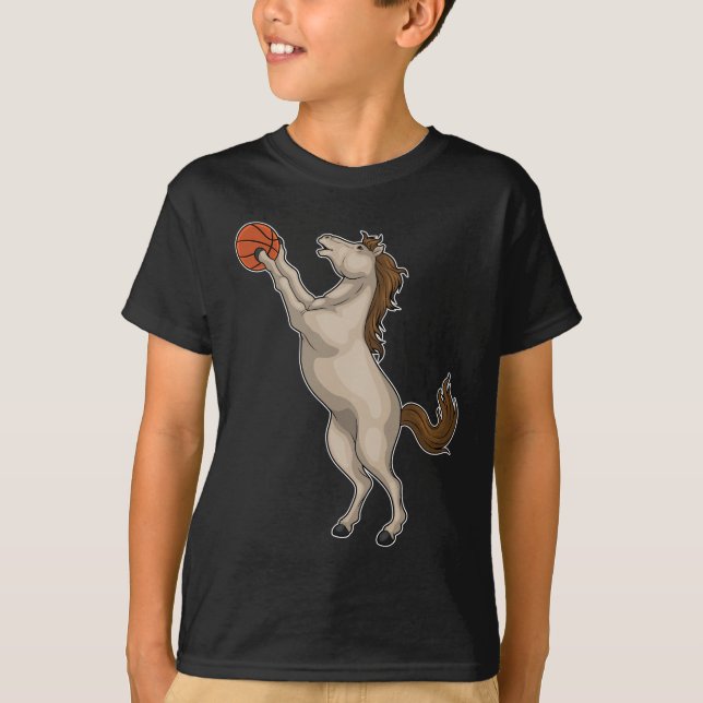 Horse Basketball Player Basketball T Shirt (Framsida)
