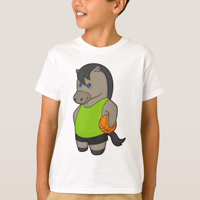Horse Basketball Player Basketball T Shirt (Framsida)