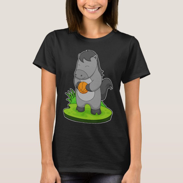 Horse Basketball Player Basketball T Shirt (Framsida)