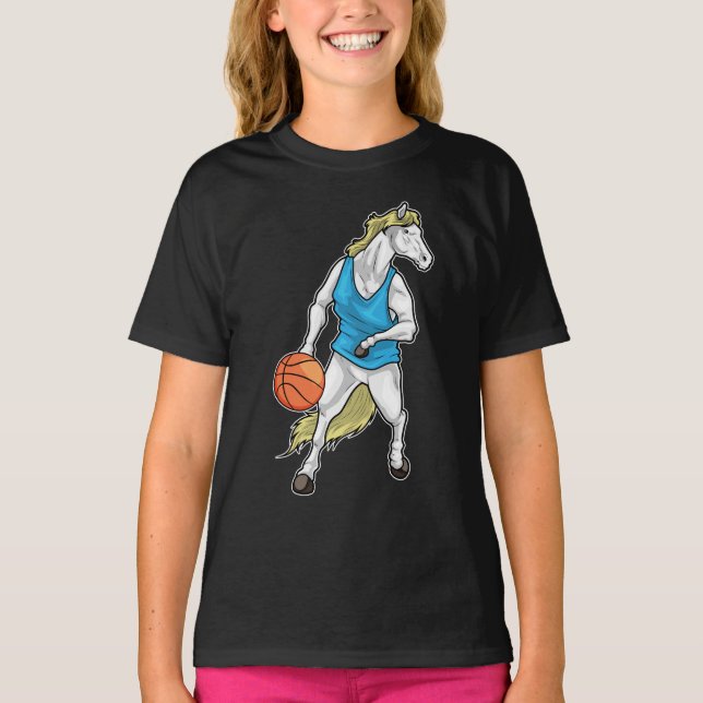 Horse Basketball Player Basketball T Shirt (Framsida)