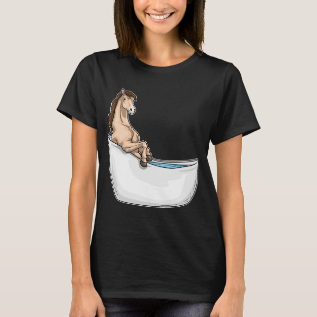 Horse Bathe Bathtub T Shirt (Framsida)