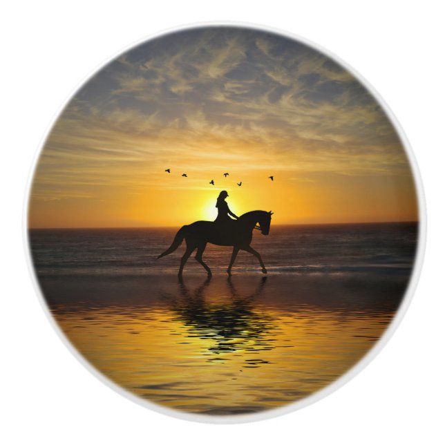 Horse Beach Sunset Rider Bevacker Knopp (Framsidan)