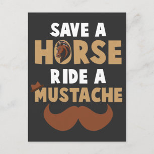 Horse Beard Rädda en häst Ride a Mustache Rides Vykort