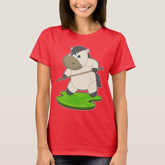 Horse Billiard Queue T Shirt (Framsida)