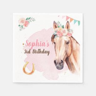 Horse Birthday Cowgirl Party Napkins Rosa Pappersservett