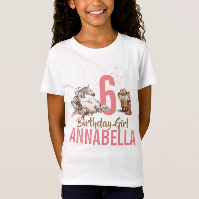 Horse Birthday Girls T Shirt (Framsida)