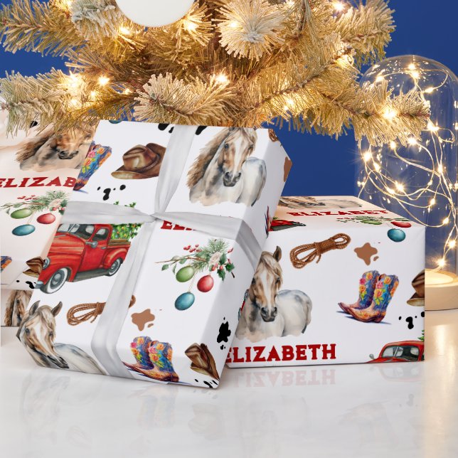 Horse Birthday jul Cowgirl Presentpapper (Helgdagar)