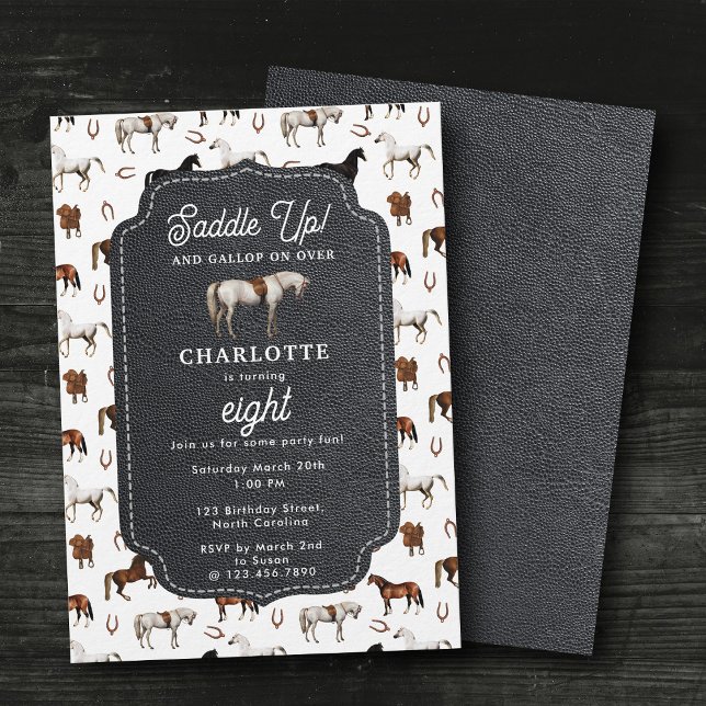 Horse Birthday Theme Cowgirl Cowboy Inbjudningar (Horse Birthday Theme Cowgirl Cowboy Invitation)
