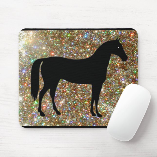 Horse Black & Guld Gnistra Mouse Pad Musmatta (Med mus)