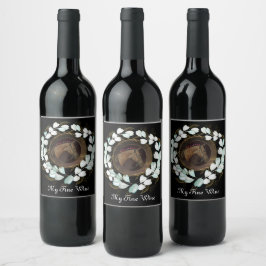 Horse, Blommigt Mane, Laurel Beverage Label Vinflaska Etikett