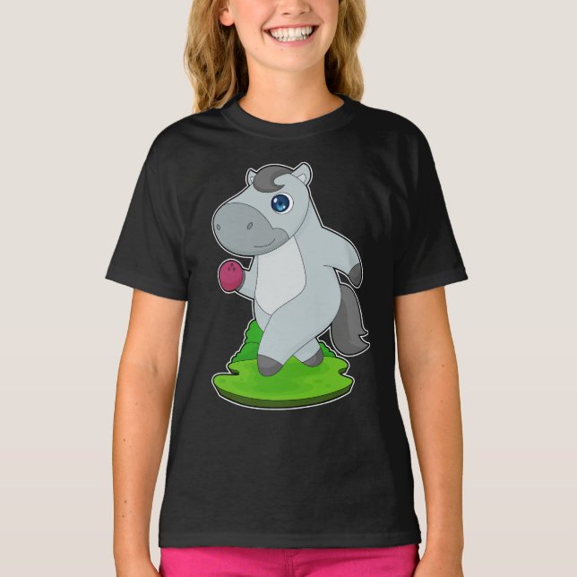 Horse Bowling Bowling ball T Shirt (Framsida)