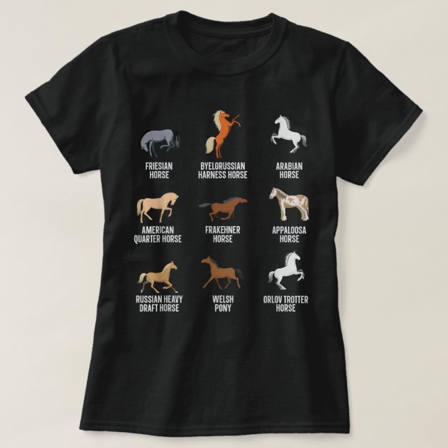 Horse Breeds Equestrian Horse Rider Racer T Shirt (Design framsida)