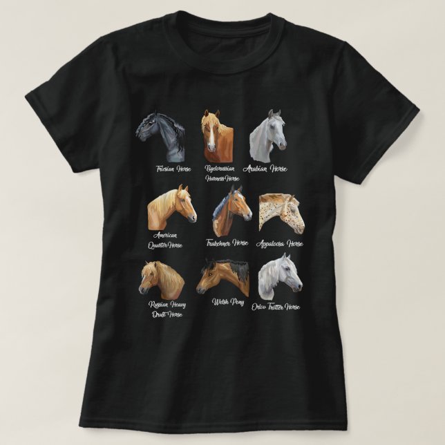 Horse Breeds Equestrian horseback riding gift T Shirt (Design framsida)