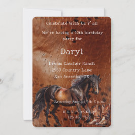 Horse Brown Cowboy Boots Birthday Inbjudningar