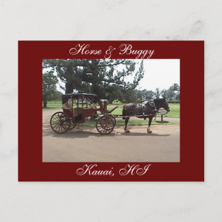 Horse & Buggy, Kauai, HI Vykort