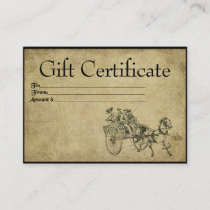 Horse & Buggy Ride - Prim Gift-certifikatkort Rabattkort